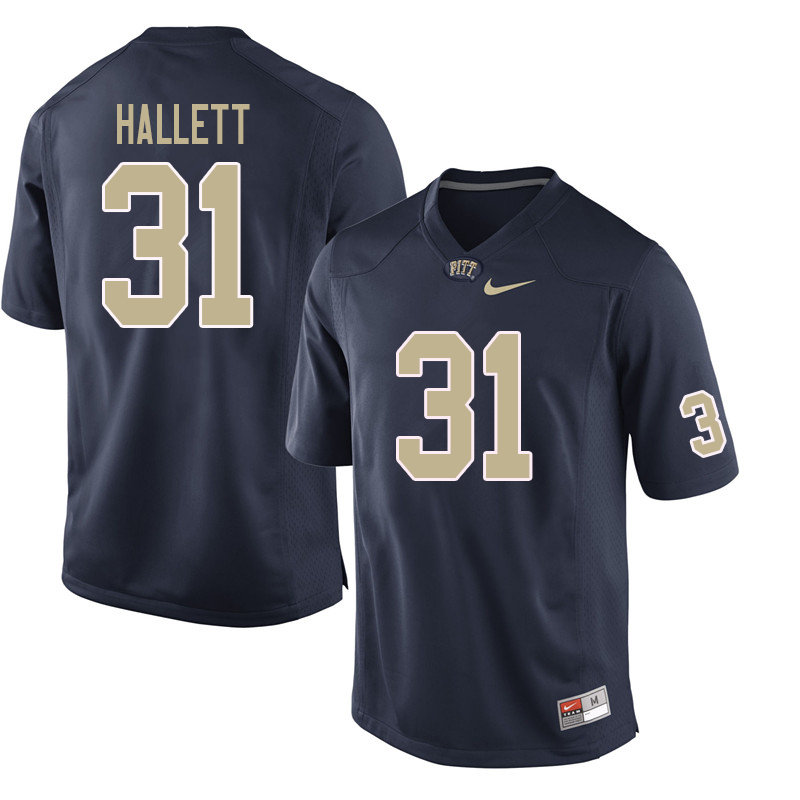 Men #31 Erick Hallett Pittsburgh Panthers College Football Jerseys Sale-Navy